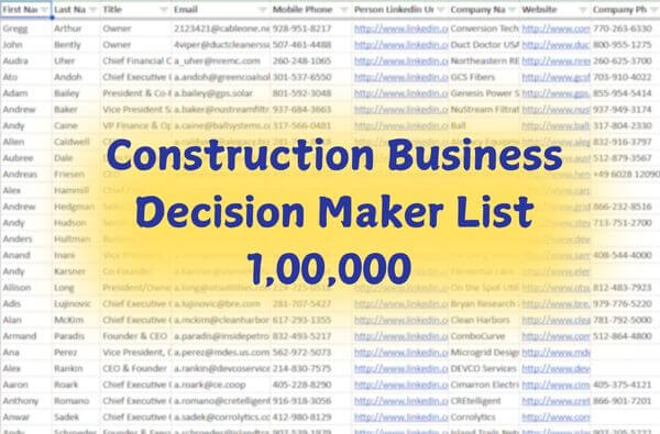 Prospectlist.store construction business decision makers list