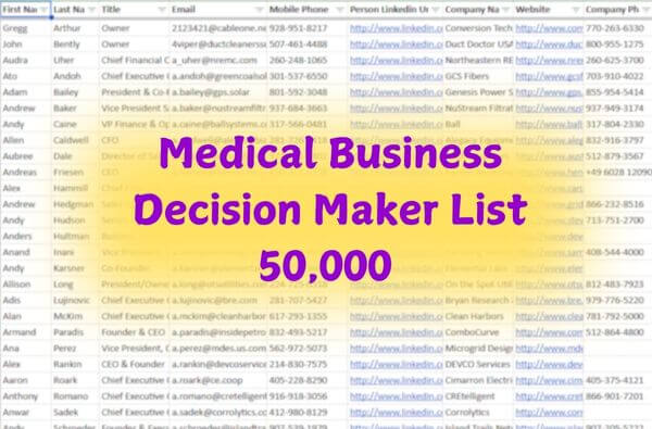 Prospectlist.store medical business decision makers list