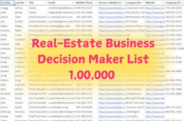 Prospectlist.store real estate business decision makers list
