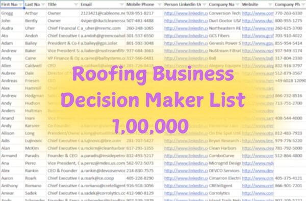 Prospectlist.store roofing business decision makers list