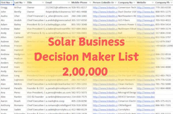 Prospectlist.store solar business decision makers list