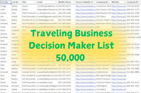 Prospectlist.store traveling business decision makers list